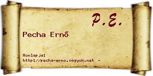 Pecha Ernő névjegykártya